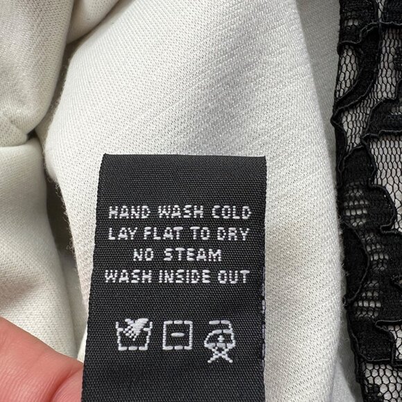 Jax Lace Sheath Dress With Cap Sleeves Floral Waist Detail Black Ivory Size 12 - Picture 11 of 12